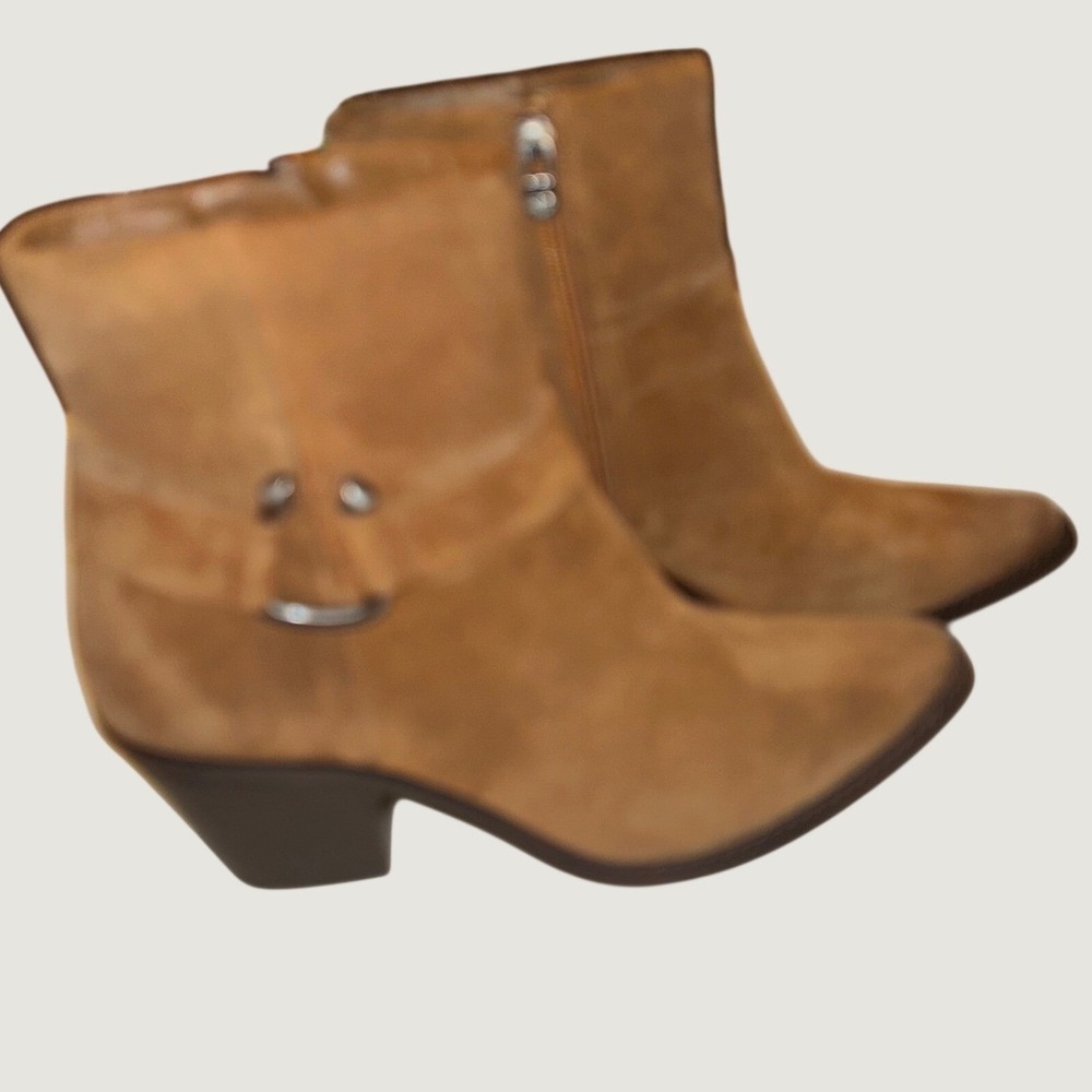 Antonio Melani Tabbie Oiled Suede Western Ankle Boots Pecan Pie Brown Size 9.5
